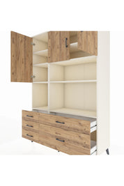 Hyperion Dolap 8 Raflı 5 Çekmeceli 3 Kapaklı 132x44x195 Aytaşı-Çam/Çam