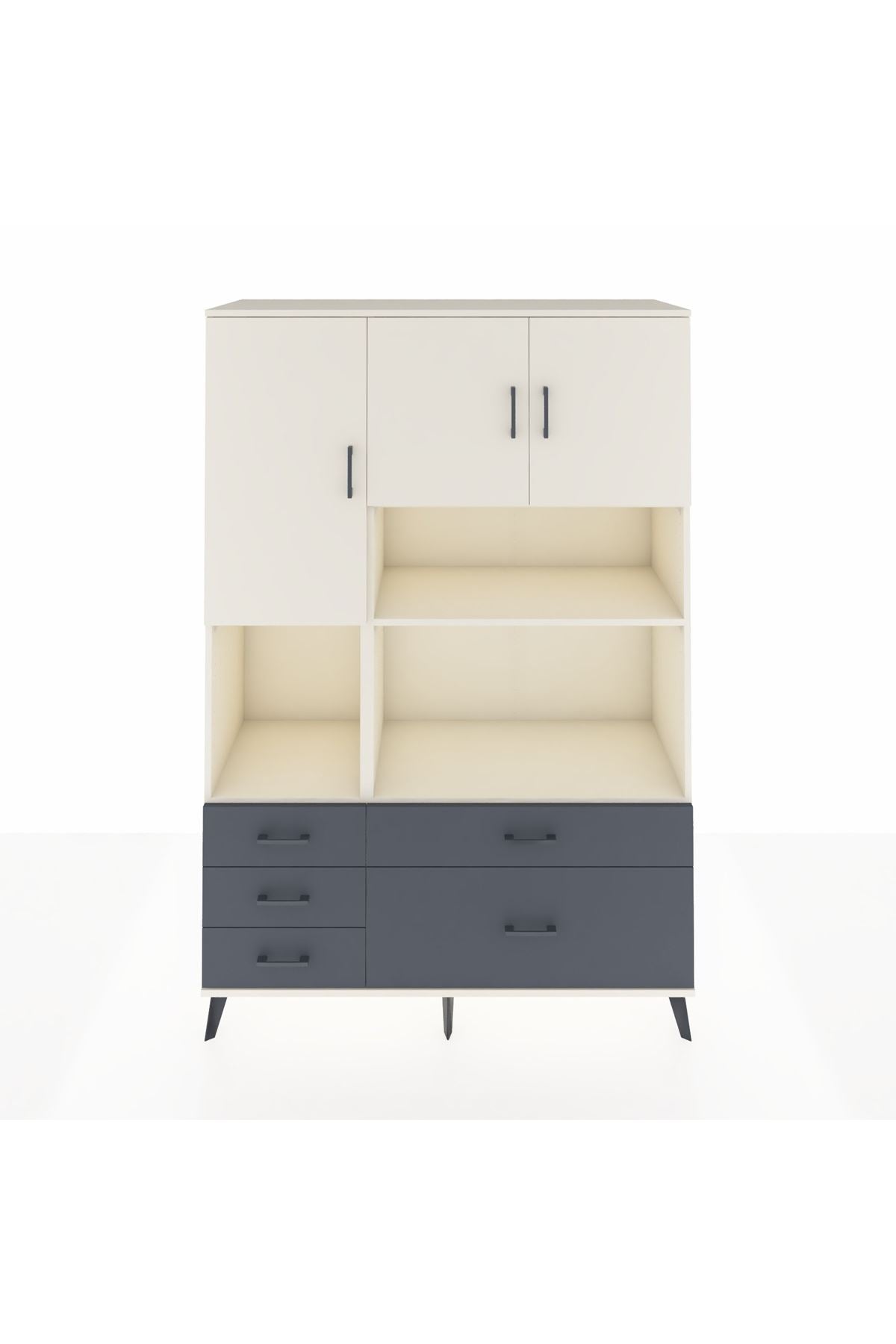 Hyperion Dolap 8 Raflı 5 Çekmeceli 3 Kapaklı 132x44x195 Aytaşı-Aytaşı/Antrasit