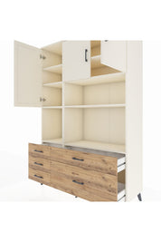 Hyperion Dolap 8 Raflı 5 Çekmeceli 3 Kapaklı 132x44x195 Aytaşı-Aytaşı/Çam