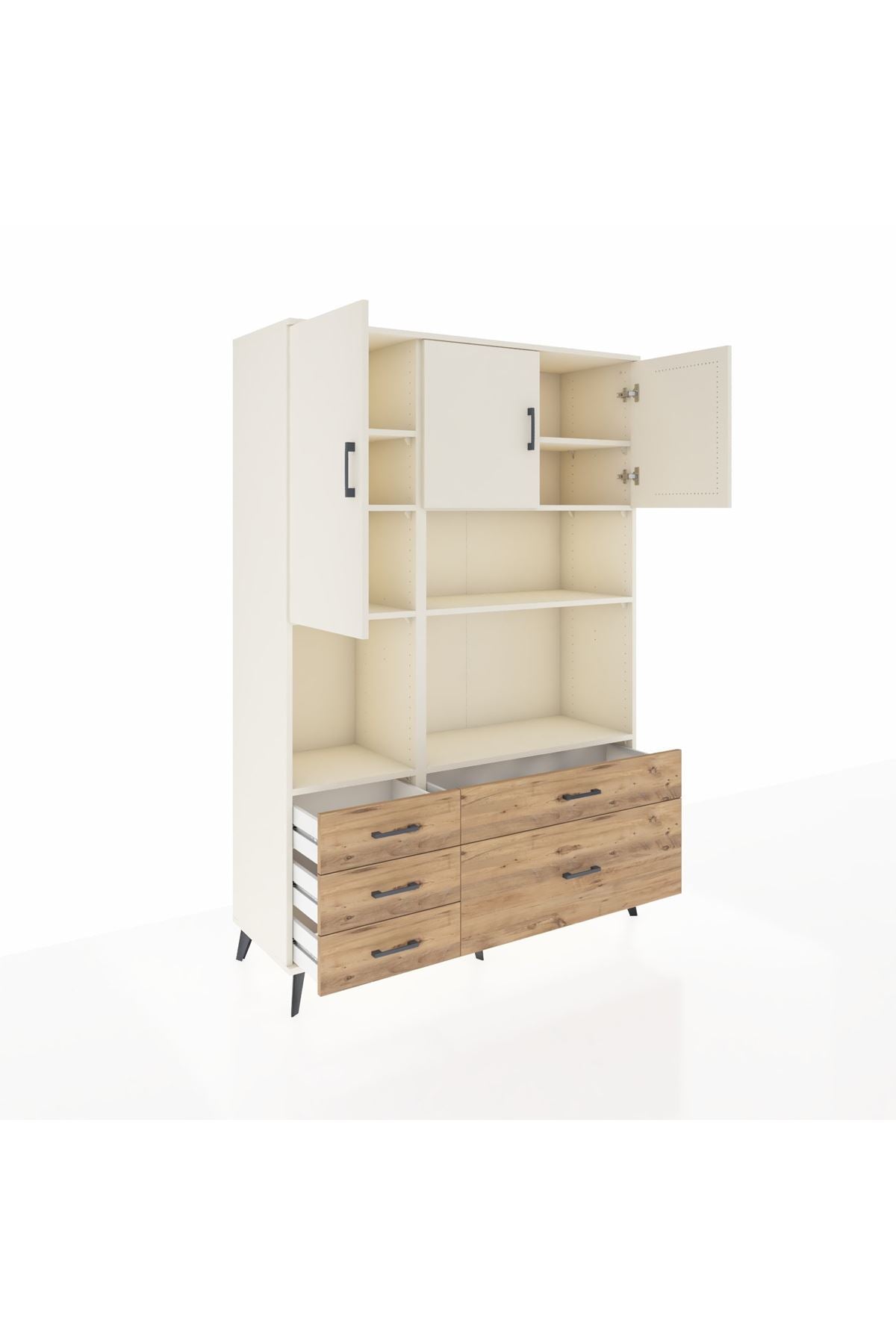 Hyperion Dolap 8 Raflı 5 Çekmeceli 3 Kapaklı 132x44x195 Aytaşı-Aytaşı/Çam