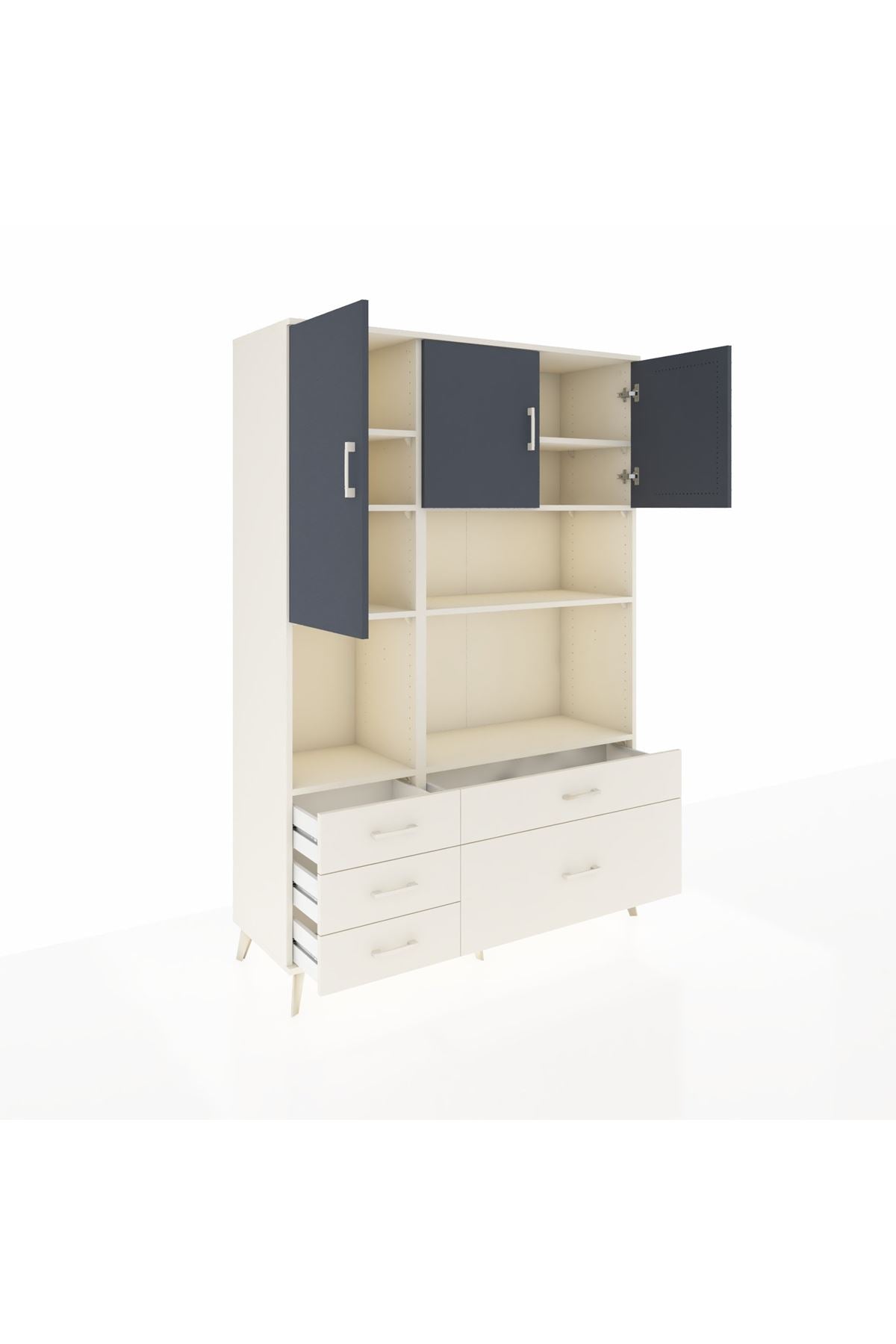 Hyperion Dolap 8 Raflı 5 Çekmeceli 3 Kapaklı 132x44x195 Aytaşı-Antrasit/Aytaşı