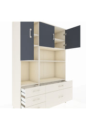 Hyperion Dolap 8 Raflı 5 Çekmeceli 3 Kapaklı 132x44x195 Aytaşı-Antrasit/Aytaşı