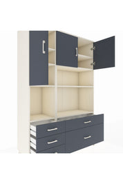 Hyperion Dolap 8 Raflı 5 Çekmeceli 3 Kapaklı 132x44x195 Aytaşı-Antrasit/Antrasit