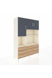 Hyperion Dolap 8 Raflı 5 Çekmeceli 3 Kapaklı 132x44x195 Aytaşı-Antrasit/Çam