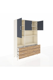 Hyperion Dolap 8 Raflı 5 Çekmeceli 3 Kapaklı 132x44x195 Aytaşı-Antrasit/Çam