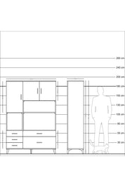 Hyperion Dolap 8 Raflı 5 Çekmeceli 3 Kapaklı 132x44x195 Antrasit-Çam/Antrasit