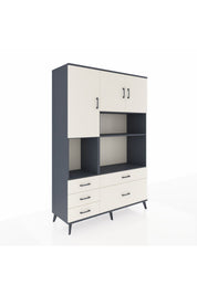 Hyperion Dolap 8 Raflı 5 Çekmeceli 3 Kapaklı 132x44x195 Antrasit-Aytaşı/Aytaşı