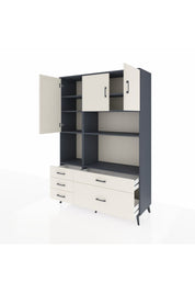 Hyperion Dolap 8 Raflı 5 Çekmeceli 3 Kapaklı 132x44x195 Antrasit-Aytaşı/Aytaşı