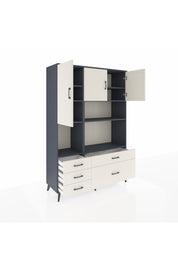 Hyperion Dolap 8 Raflı 5 Çekmeceli 3 Kapaklı 132x44x195 Antrasit-Aytaşı/Aytaşı