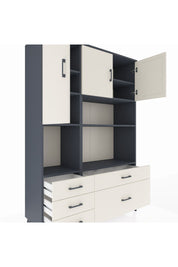 Hyperion Dolap 8 Raflı 5 Çekmeceli 3 Kapaklı 132x44x195 Antrasit-Aytaşı/Aytaşı