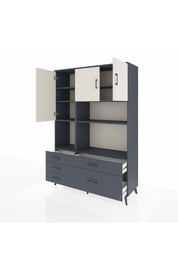 Hyperion Dolap 8 Raflı 5 Çekmeceli 3 Kapaklı 132x44x195 Antrasit-Aytaşı/Antrasit