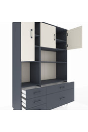 Hyperion Dolap 8 Raflı 5 Çekmeceli 3 Kapaklı 132x44x195 Antrasit-Aytaşı/Antrasit