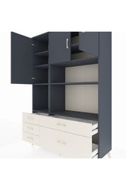 Hyperion Dolap 8 Raflı 5 Çekmeceli 3 Kapaklı 132x44x195 Antrasit-Antrasit/Aytaşı