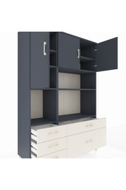 Hyperion Dolap 8 Raflı 5 Çekmeceli 3 Kapaklı 132x44x195 Antrasit-Antrasit/Aytaşı