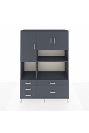 Hyperion Dolap 8 Raflı 5 Çekmeceli 3 Kapaklı 132x44x195 Antrasit-Antrasit/Antrasit