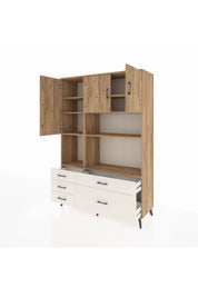 Hyperion Dolap 8 Raflı 5 Çekmeceli 3 Kapaklı 132x44x195 Çam-Çam/Aytaşı
