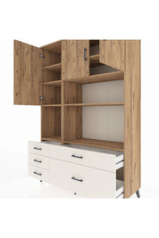 Hyperion Dolap 8 Raflı 5 Çekmeceli 3 Kapaklı 132x44x195 Çam-Çam/Aytaşı