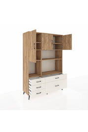 Hyperion Dolap 8 Raflı 5 Çekmeceli 3 Kapaklı 132x44x195 Çam-Çam/Aytaşı