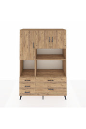 Hyperion Dolap 8 Raflı 5 Çekmeceli 3 Kapaklı 132x44x195 Çam-Çam/Çam