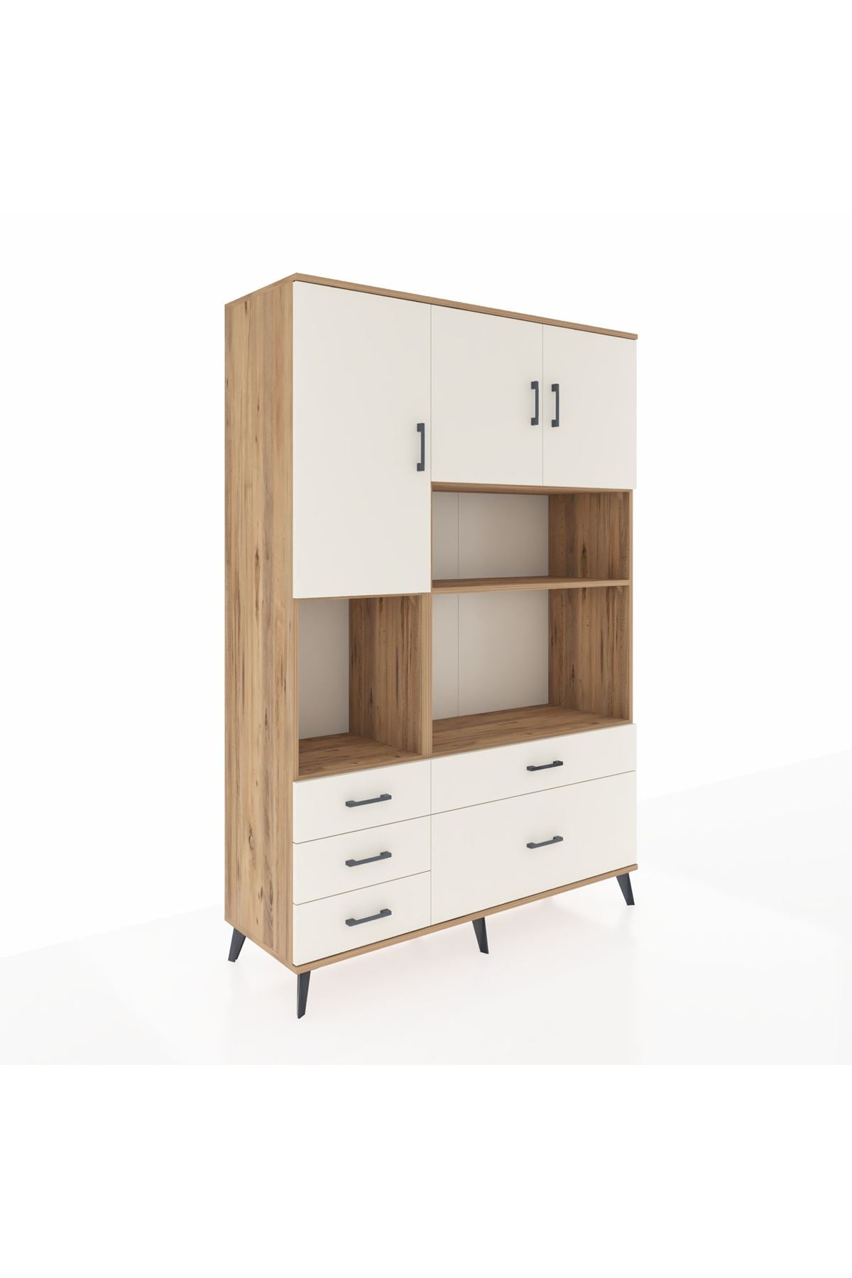 Hyperion Dolap 8 Raflı 5 Çekmeceli 3 Kapaklı 132x44x195 Çam-Aytaşı/Aytaşı