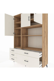 Hyperion Dolap 8 Raflı 5 Çekmeceli 3 Kapaklı 132x44x195 Çam-Aytaşı/Aytaşı