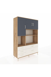 Hyperion Dolap 8 Raflı 5 Çekmeceli 3 Kapaklı 132x44x195 Çam-Antrasit/Aytaşı