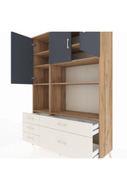 Hyperion Dolap 8 Raflı 5 Çekmeceli 3 Kapaklı 132x44x195 Çam-Antrasit/Aytaşı