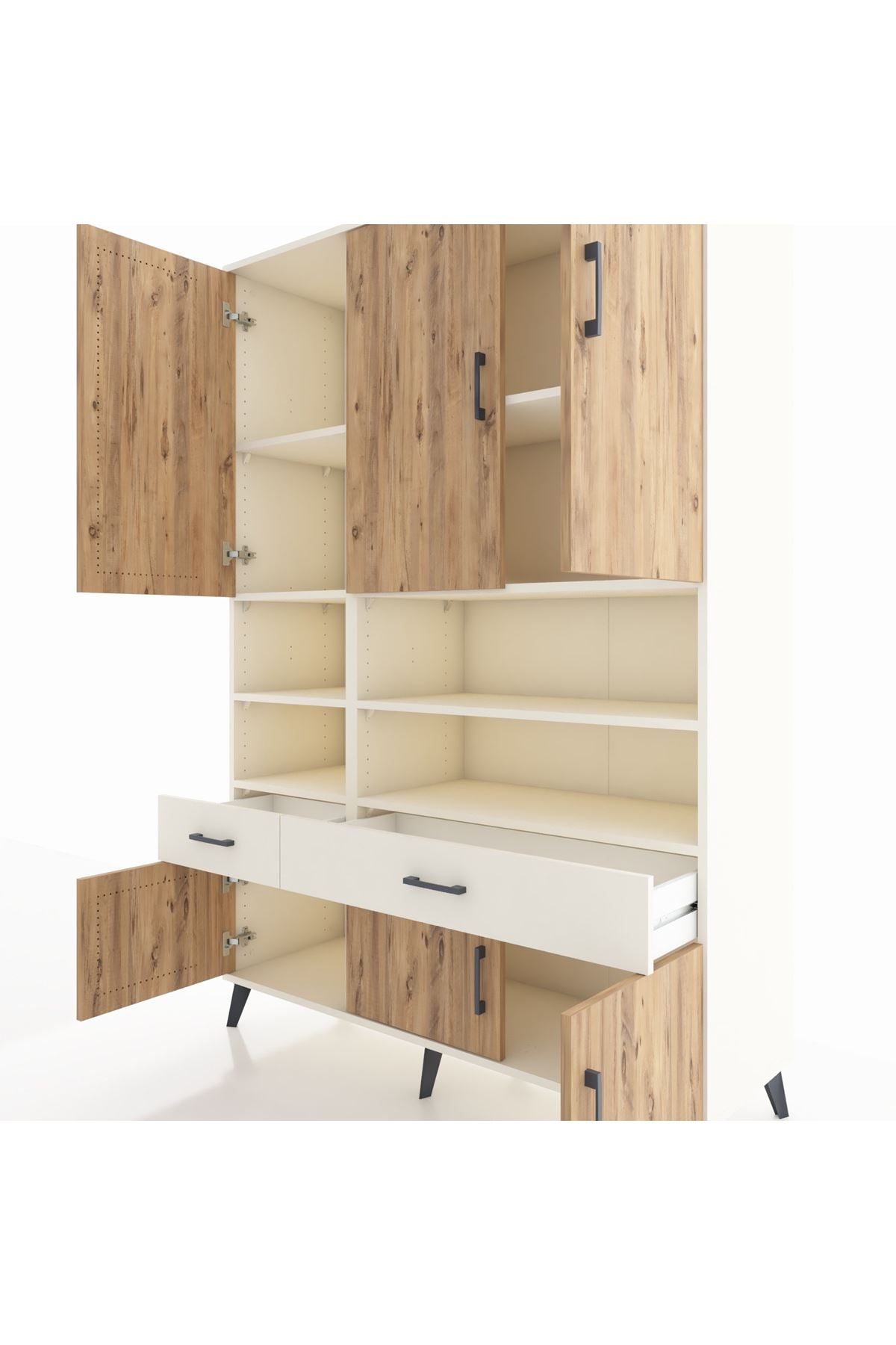 Hyperion Dolap 8 Raflı 2 Çekmeceli 6 Kapaklı 132x44x195 Aytaşı-Çam/Aytaşı