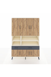 Hyperion Dolap 8 Raflı 2 Çekmeceli 6 Kapaklı 132x44x195 Aytaşı-Çam/Antrasit