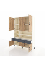 Hyperion Dolap 8 Raflı 2 Çekmeceli 6 Kapaklı 132x44x195 Aytaşı-Çam/Antrasit