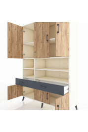 Hyperion Dolap 8 Raflı 2 Çekmeceli 6 Kapaklı 132x44x195 Aytaşı-Çam/Antrasit