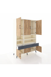 Hyperion Dolap 8 Raflı 2 Çekmeceli 6 Kapaklı 132x44x195 Aytaşı-Çam/Antrasit