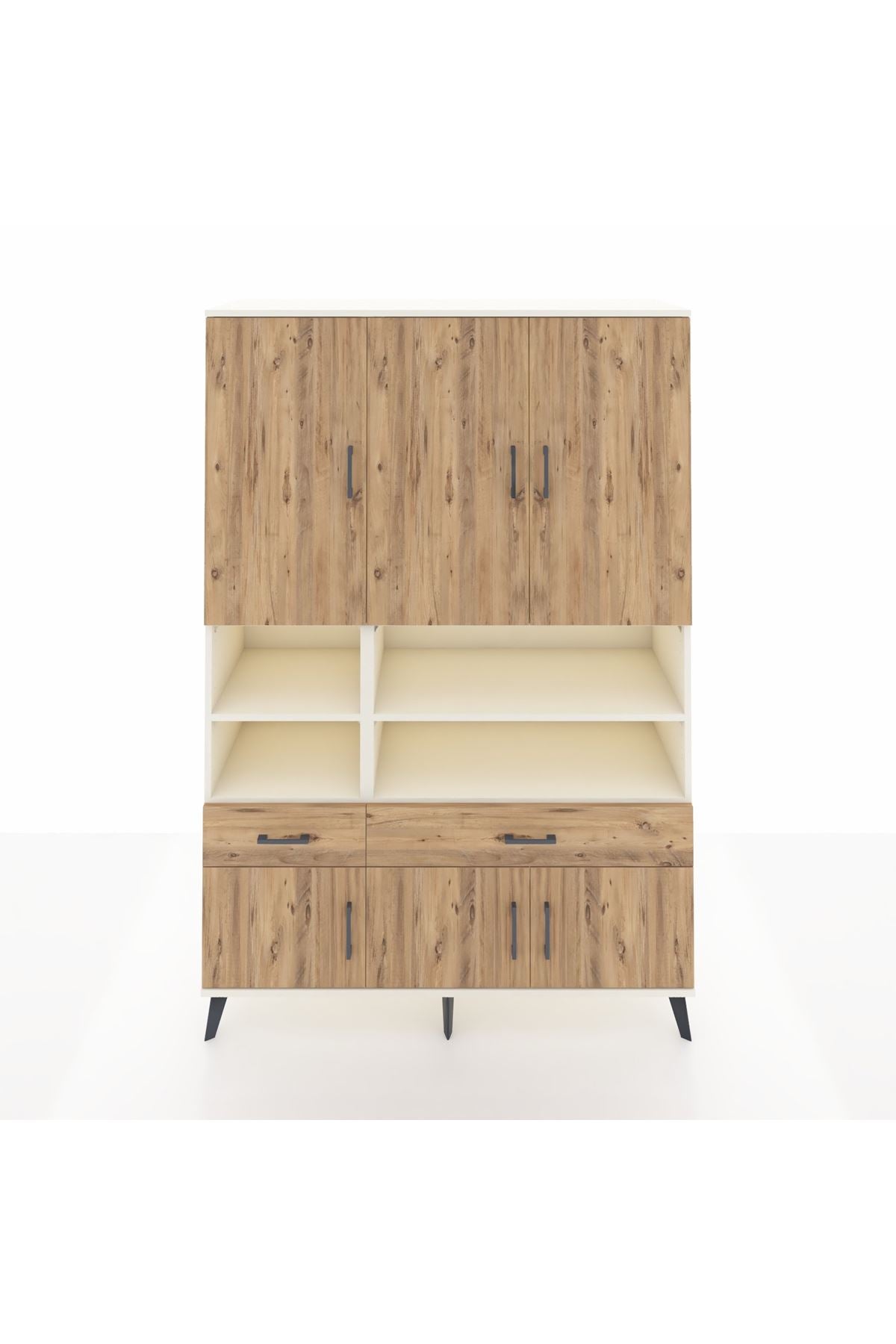 Hyperion Dolap 8 Raflı 2 Çekmeceli 6 Kapaklı 132x44x195 Aytaşı-Çam/Çam