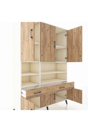 Hyperion Dolap 8 Raflı 2 Çekmeceli 6 Kapaklı 132x44x195 Aytaşı-Çam/Çam