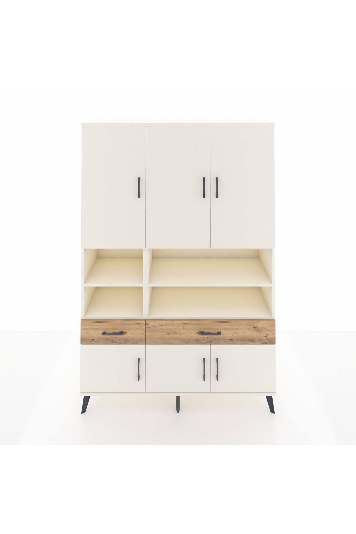 Hyperion Dolap 8 Raflı 2 Çekmeceli 6 Kapaklı 132x44x195 Aytaşı-Aytaşı/Çam