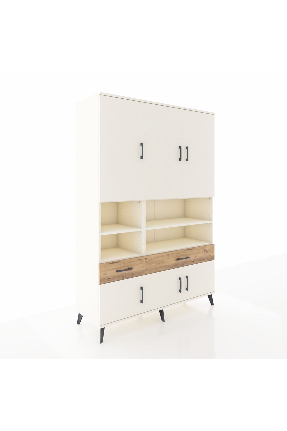 Hyperion Dolap 8 Raflı 2 Çekmeceli 6 Kapaklı 132x44x195 Aytaşı-Aytaşı/Çam