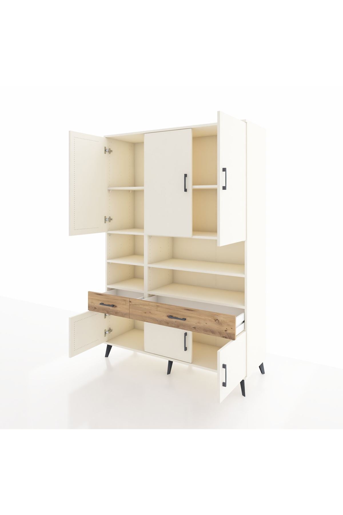 Hyperion Dolap 8 Raflı 2 Çekmeceli 6 Kapaklı 132x44x195 Aytaşı-Aytaşı/Çam