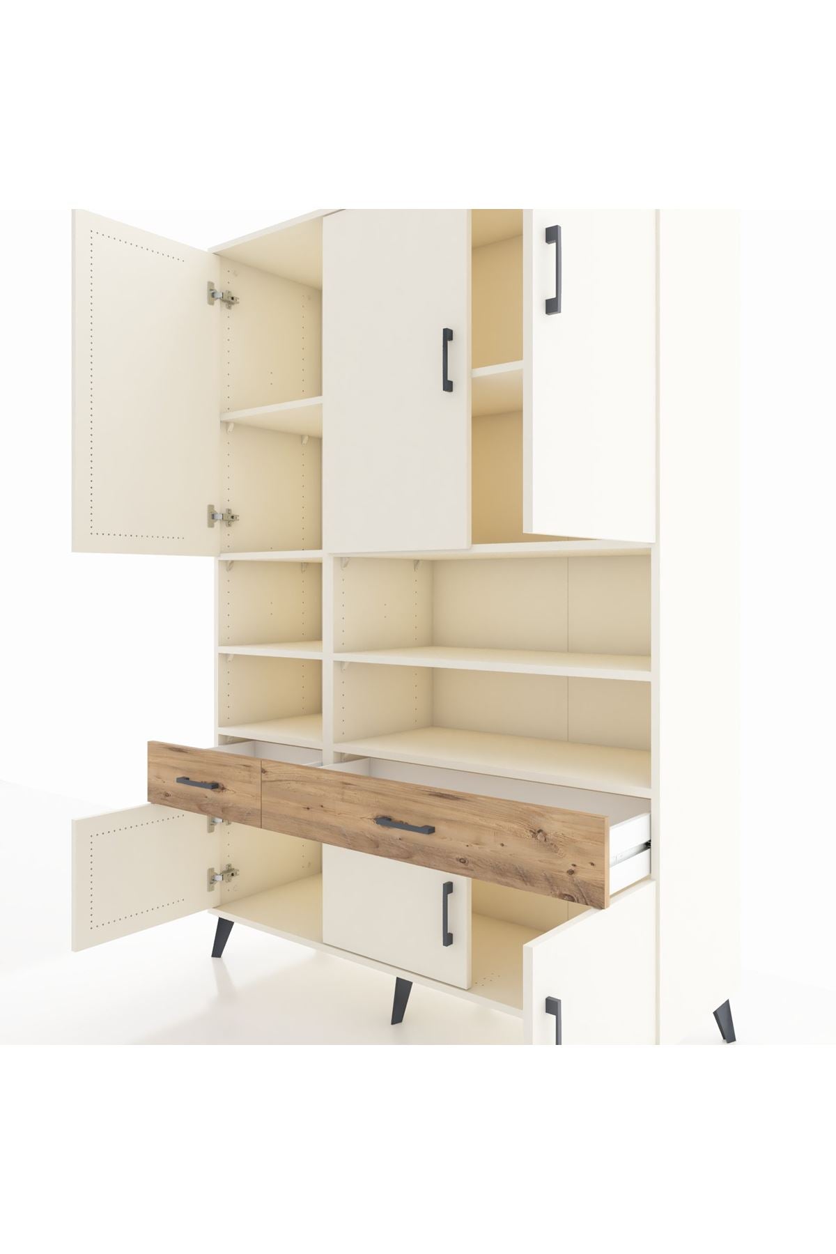 Hyperion Dolap 8 Raflı 2 Çekmeceli 6 Kapaklı 132x44x195 Aytaşı-Aytaşı/Çam