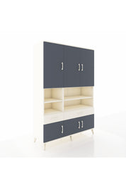 Hyperion Dolap 8 Raflı 2 Çekmeceli 6 Kapaklı 132x44x195 Aytaşı-Antrasit/Aytaşı