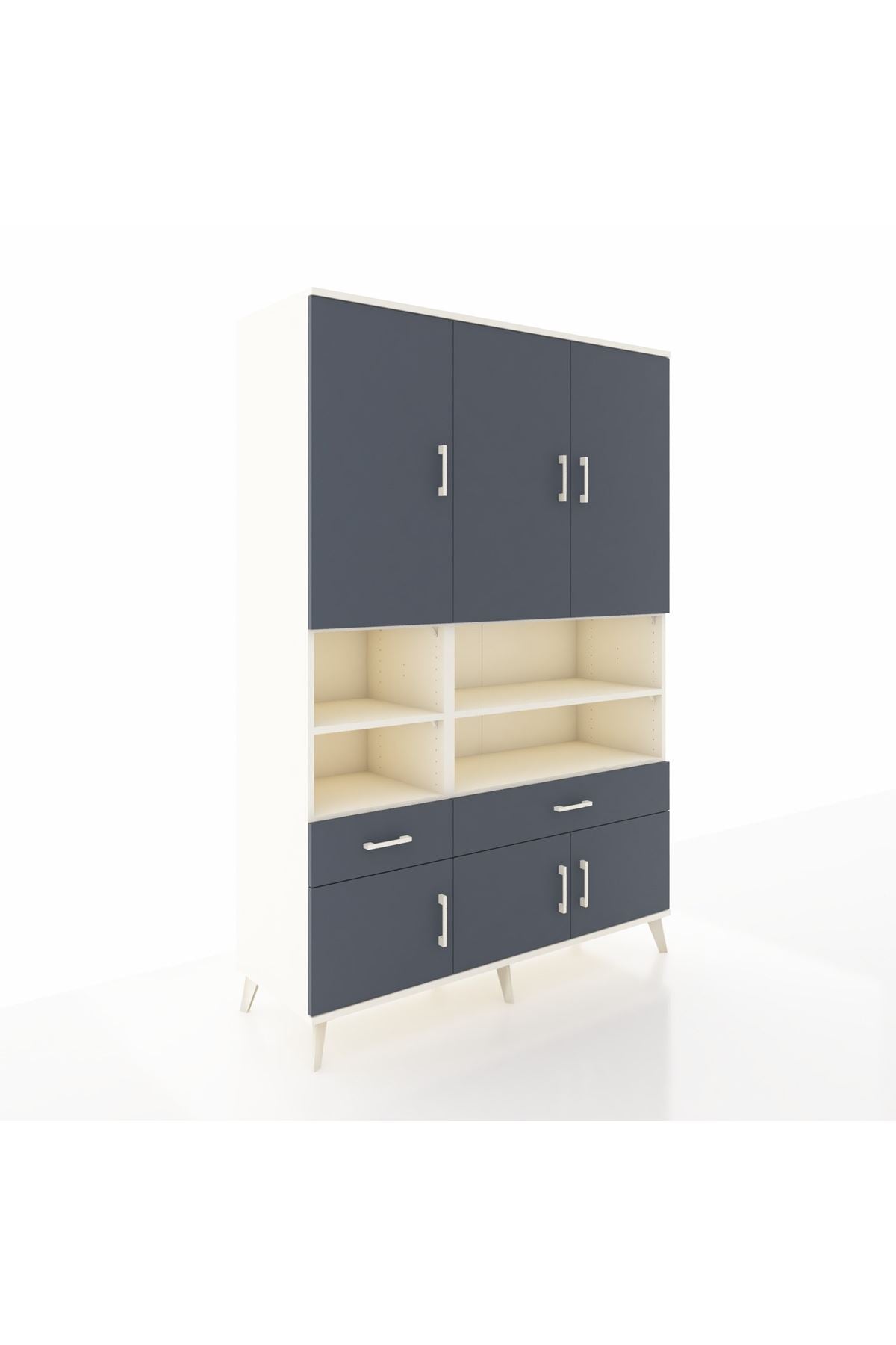 Hyperion Dolap 8 Raflı 2 Çekmeceli 6 Kapaklı 132x44x195 Aytaşı-Antrasit/Antrasit