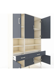 Hyperion Dolap 8 Raflı 2 Çekmeceli 6 Kapaklı 132x44x195 Aytaşı-Antrasit/Antrasit