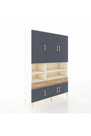 Hyperion Dolap 8 Raflı 2 Çekmeceli 6 Kapaklı 132x44x195 Aytaşı-Antrasit/Çam