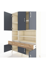 Hyperion Dolap 8 Raflı 2 Çekmeceli 6 Kapaklı 132x44x195 Aytaşı-Antrasit/Çam