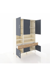 Hyperion Dolap 8 Raflı 2 Çekmeceli 6 Kapaklı 132x44x195 Aytaşı-Antrasit/Çam