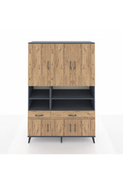 Hyperion Dolap 8 Raflı 2 Çekmeceli 6 Kapaklı 132x44x195 Antrasit-Çam/Çam
