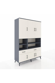Hyperion Dolap 8 Raflı 2 Çekmeceli 6 Kapaklı 132x44x195 Antrasit-Aytaşı/Aytaşı