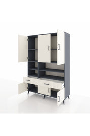 Hyperion Dolap 8 Raflı 2 Çekmeceli 6 Kapaklı 132x44x195 Antrasit-Aytaşı/Aytaşı