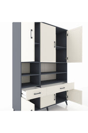 Hyperion Dolap 8 Raflı 2 Çekmeceli 6 Kapaklı 132x44x195 Antrasit-Aytaşı/Aytaşı