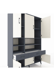 Hyperion Dolap 8 Raflı 2 Çekmeceli 6 Kapaklı 132x44x195 Antrasit-Aytaşı/Antrasit