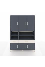 Hyperion Dolap 8 Raflı 2 Çekmeceli 6 Kapaklı 132x44x195 Antrasit-Antrasit/Aytaşı